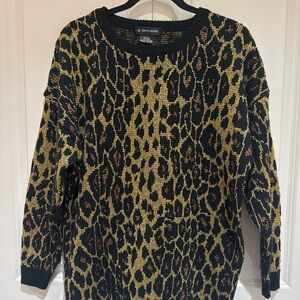 Vintage- Metallic Leopard Print Sweater